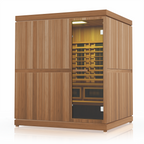 Finnmark Trinity hybrid sauna with yellow chromotherapy light